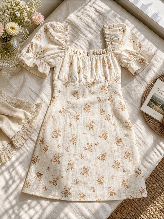 Reformation Dresses & Skirts - Reformation Linen Floral Mini Dress Puff Sleeve Cottagecore Prairie Size 0